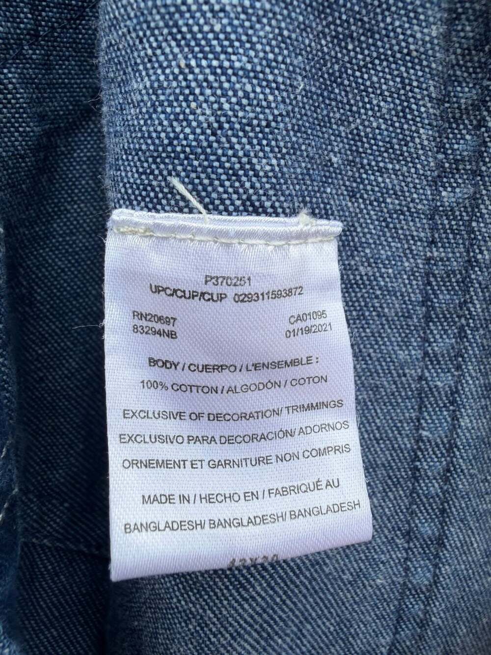 Dickies Denim Bib Overalls 42x30
